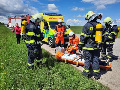 TC - Tábor, dopravní nehoda s únikem kyseliny, 18.5.2021